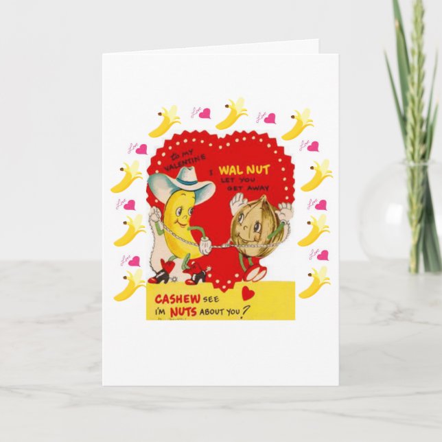 Valentines Carte de voeux Jour Banana Vintage Cash (Devant)