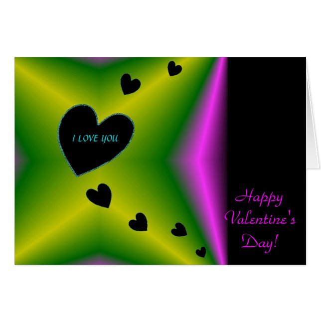 Valentine's Day  - Black Heart on Rainbow (Devant horizontal)