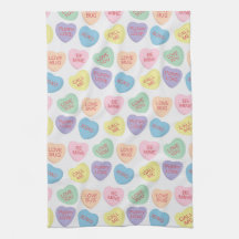 Valentines Day Candy Hearts Serviette de cuisine