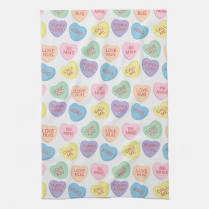 Valentines Day Candy Hearts Serviette de cuisine