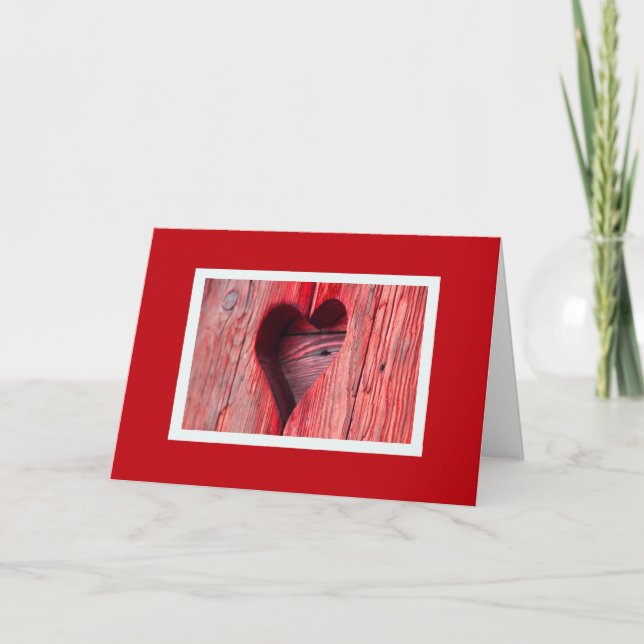 Valentines Day Cartes de Vacances Coeur en Bois (Devant)