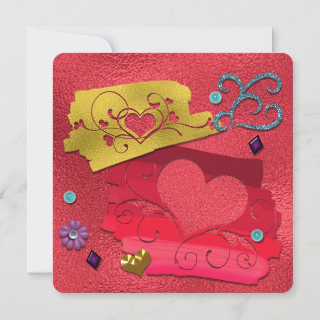 Valentine's Day Faux Gold Foil Embellissements mig (Devant)