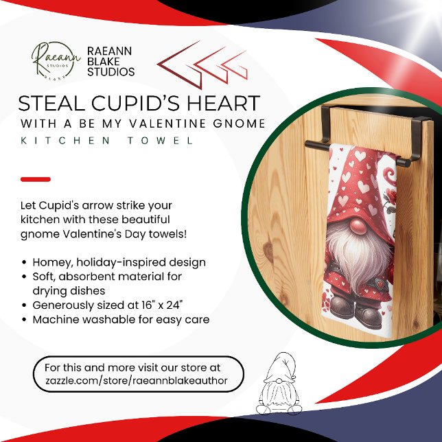 Valentine's Day Gnome Serviettes de cuisine (Créateur téléchargé)