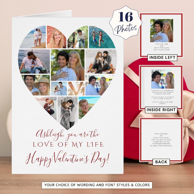 Valentines Day Heart Photo Collage Texte personnal (Créateur téléchargé)