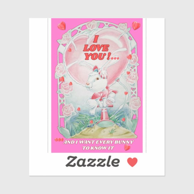 Valentine's Day Love Bunny Sticker  (Feuille)
