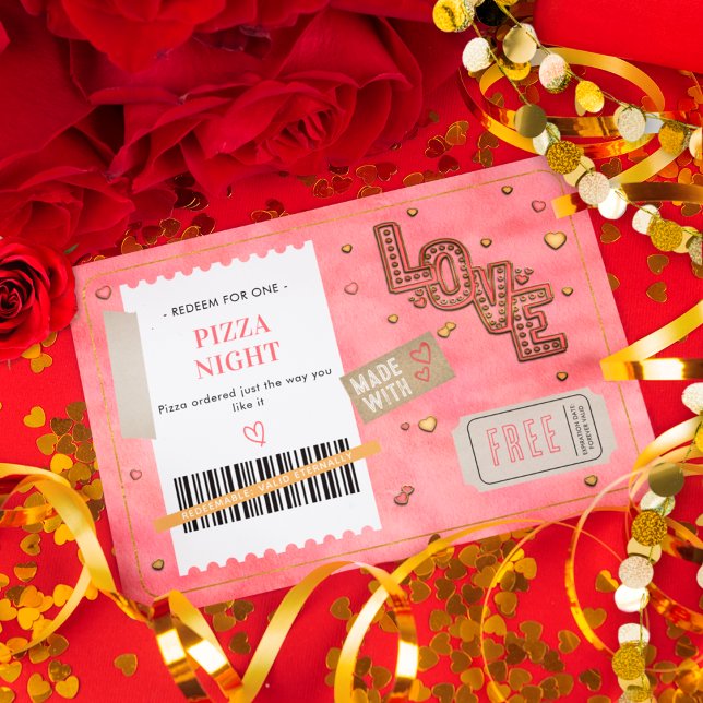 Valentine's Day Love Couples Pizza Night Coupon (Créateur téléchargé)