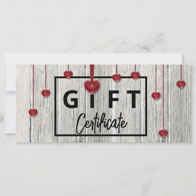 Valentines Day Modern Rustic Wood Hearts Carte Cad (Devant)
