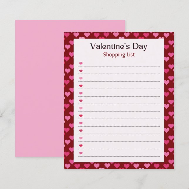 Valentine's Day Notepad (Devant / Derrière)