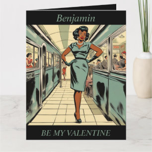 VALENTINE'S DAY Retro 1950s éditable carte pliante