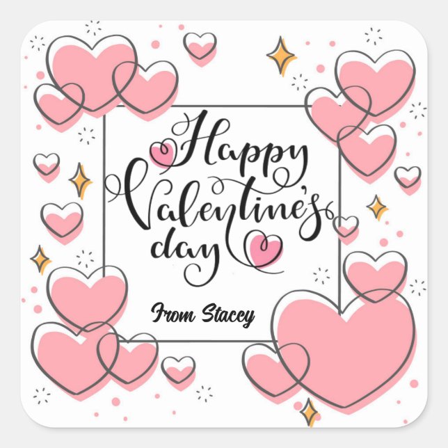 Valentines Day Treat Stickers With Hearts Girly  (Devant)