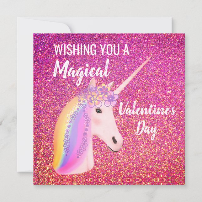 Valentines Day Unicorn Magic rose Parties scintill (Devant)