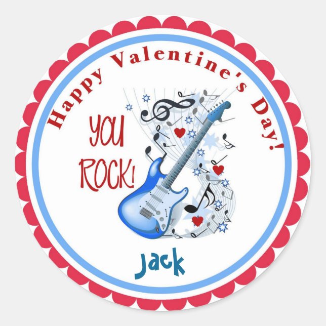 Valentine's Day You Rock Guitare stickers (Devant)