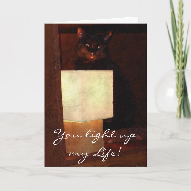 Valentines de chats et de lampes ou carte romantiq (Devant)
