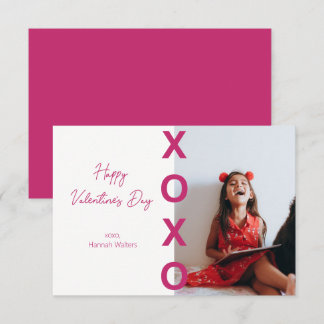 Valentines de classe Carte photo XOXO rose chaud