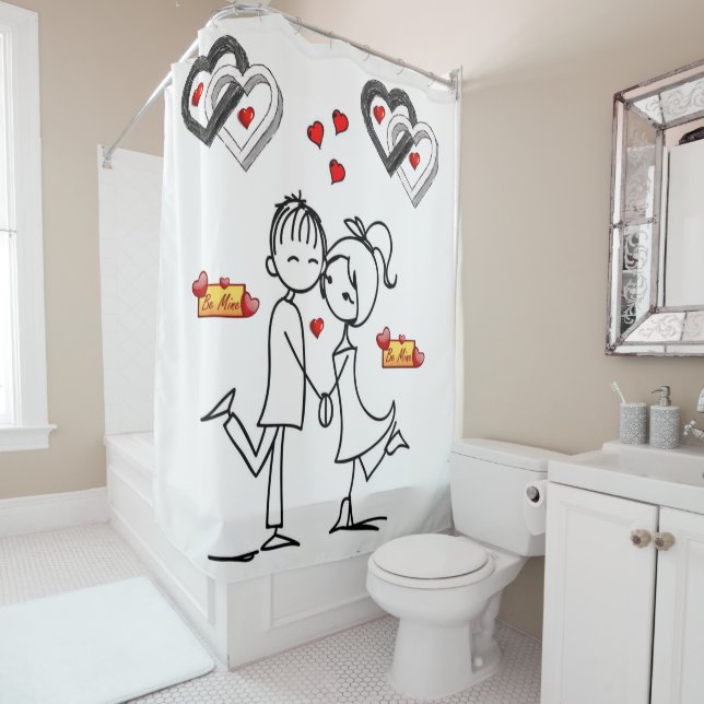Valentines de rideau de douche (En situation)