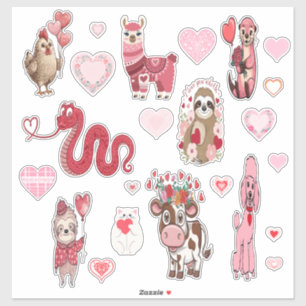 Valentines de variété animale Autocollant de vinyl