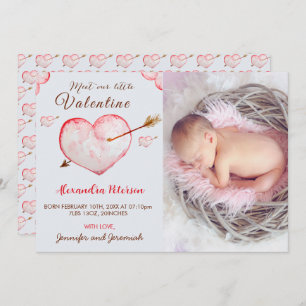 Valentines faire-part de naissance carte flèche co