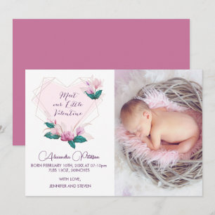 Valentines faire-part de naissance carte Fleur élé