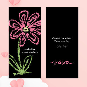 Valentines Fleurs Noires et Roses Carte d'Amitié
