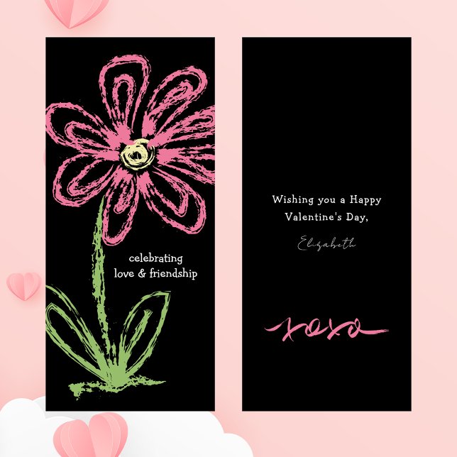 Valentines Fleurs Noires et Roses Carte d'Amitié (Créateur téléchargé)