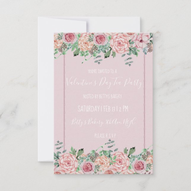 Valentines Floral Party Invitations (Devant)