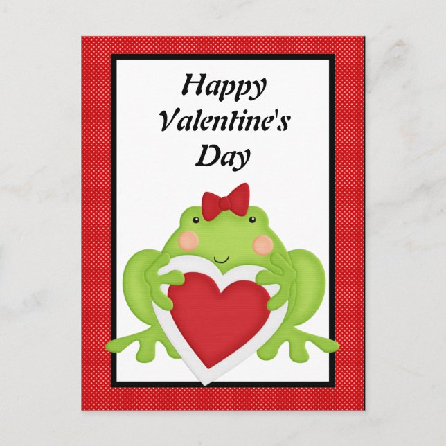 Valentines grenouille voeux carte postale (Devant)