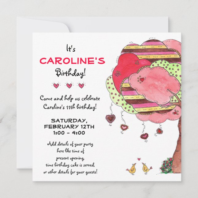 Valentines, Invitation de fête d'anniversaire (Devant)