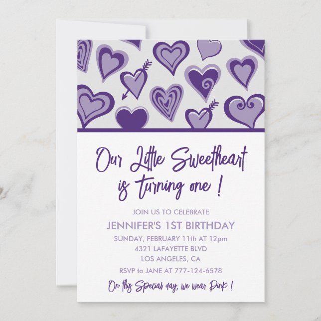 Valentines jour 1er anniversaire invitation févrie (Devant)