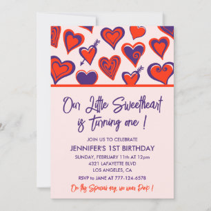 Valentines jour 1er anniversaire invitations