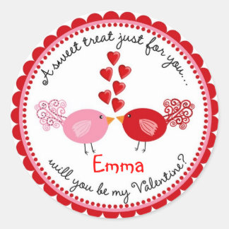 Valentines Jour Baiser Oiseaux Stickers