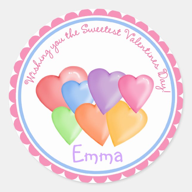 Valentines Jour Bonbons Coeurs Stickers (Devant)