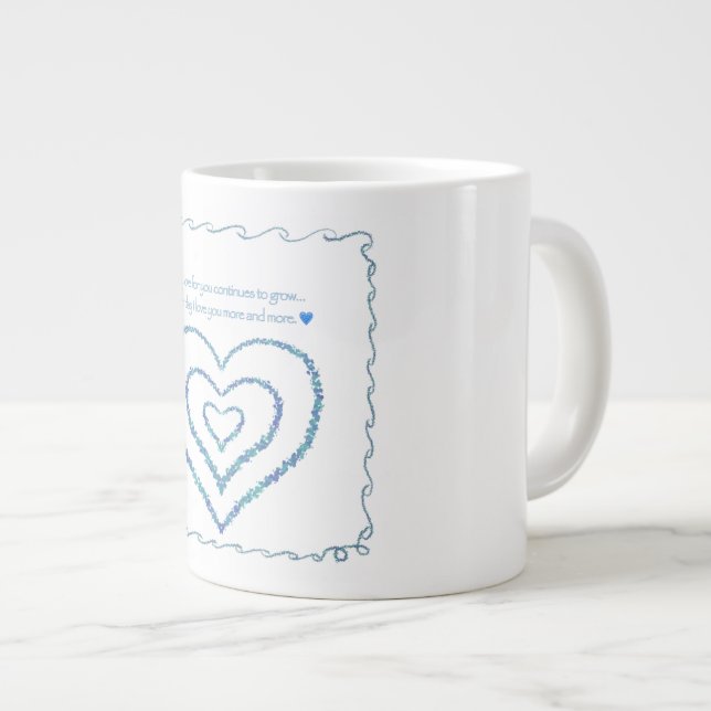 Valentines Jour café mug coeur bleu (Devant droit)