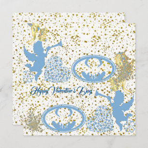 Valentines Jour Cupid Bleu Or Mouton Romantique Mi