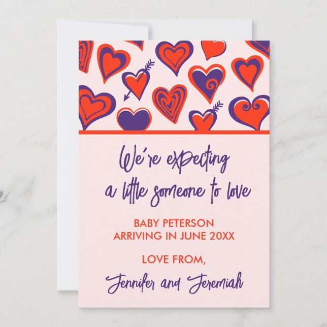 Valentines jour grossesse faire-part mignonne sucr (Devant)