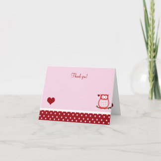 Valentines Jour Hibou plié Merci Note
