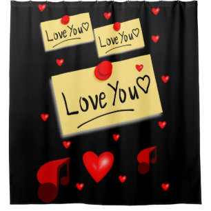 valentines jour noir amour douche rideau