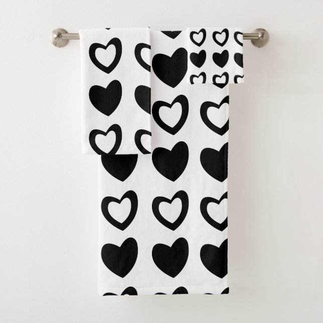 Valentines Jour Noir et Blanc Coeurs Motif (En situation)