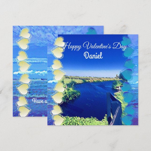 Valentines personnalisées Blue Sky Canal Boyami (Devant / Derrière)