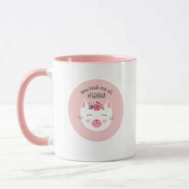 Valentines personnalisées Jour mignonne Chat Mug (Gauche)