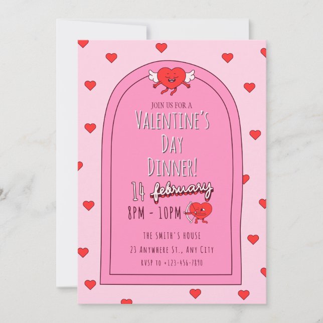 Valentines roses Dîner Invitation (Devant)