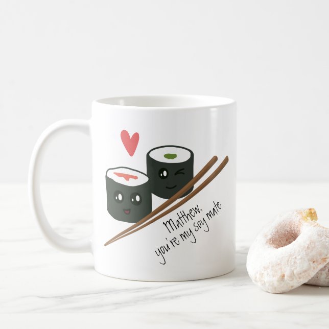 Valentines Tu es mon soy Mate Kawaii Coffee Mug (Avec donut)