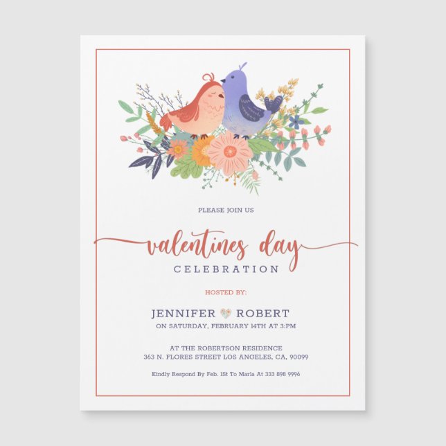 Valentines typographie et oiseaux en amour invitat (Devant)
