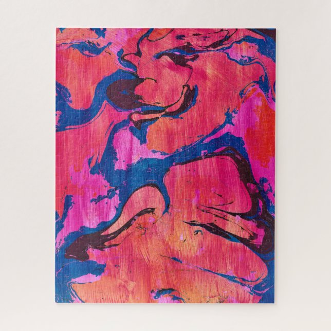 Valiant 1 Rouge Bleu Style Abstrait Ebru Puzzle (Vertical)