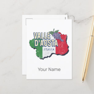 Vallée d'Aoste Italie Carte Carte Souvenir Vintage