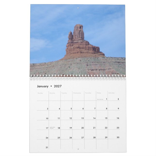 Vallée de monument calendrier de 12 mois (Jan 2027)