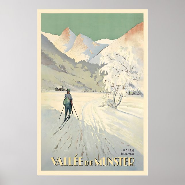 Vallée de Munster Alsace France Affiche de ski vin (Devant)