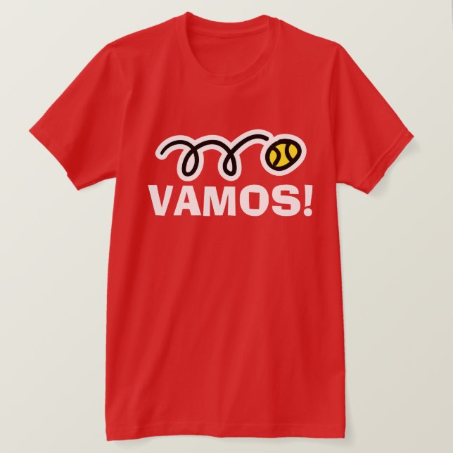 Vamos ! T-shirt de tennis rouge pour hommes (Design devant)