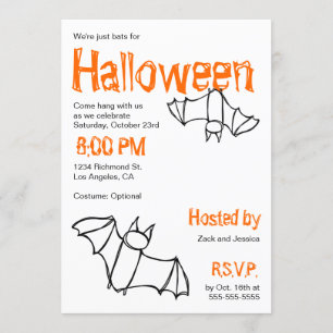Vampire Bat Halloween Party Invitation