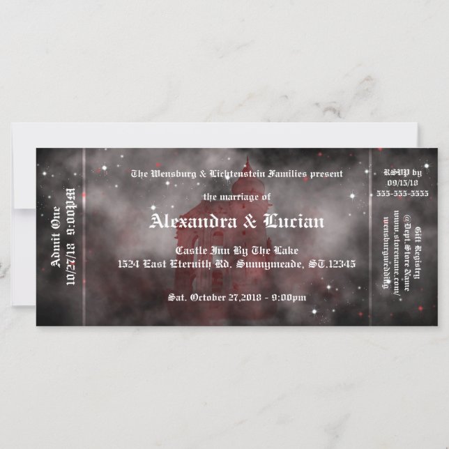 Vampire Castle Gothique Mariage Invitations (Devant)