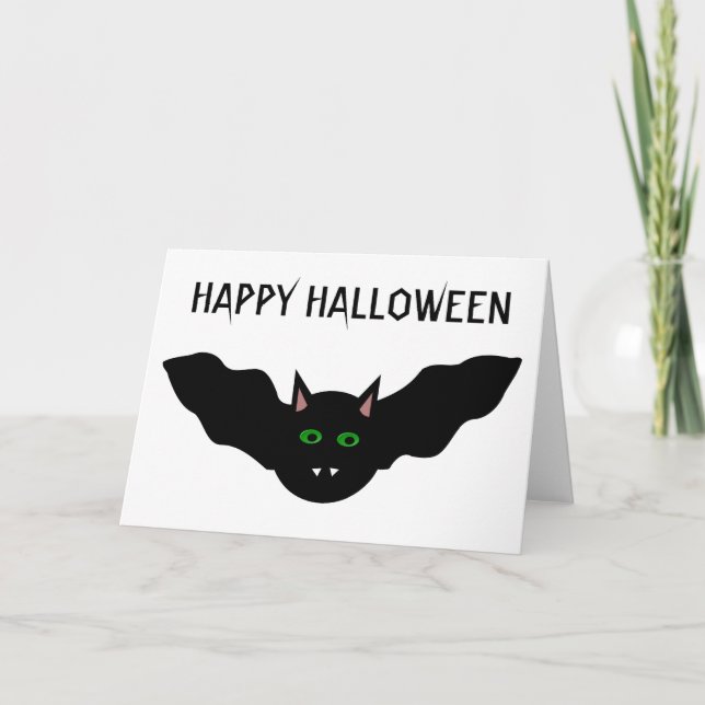 Vampire Chat Face Bat Halloween Carte personnalisé (Devant)